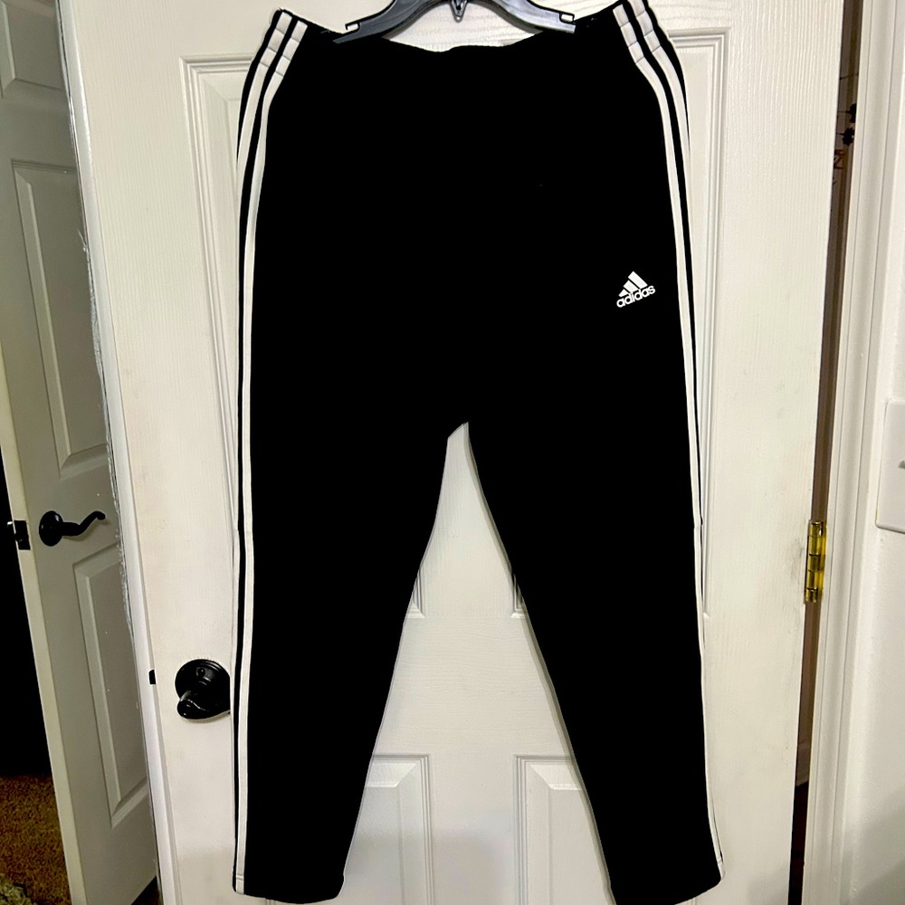 Black white strip pants. Adidas. Size large